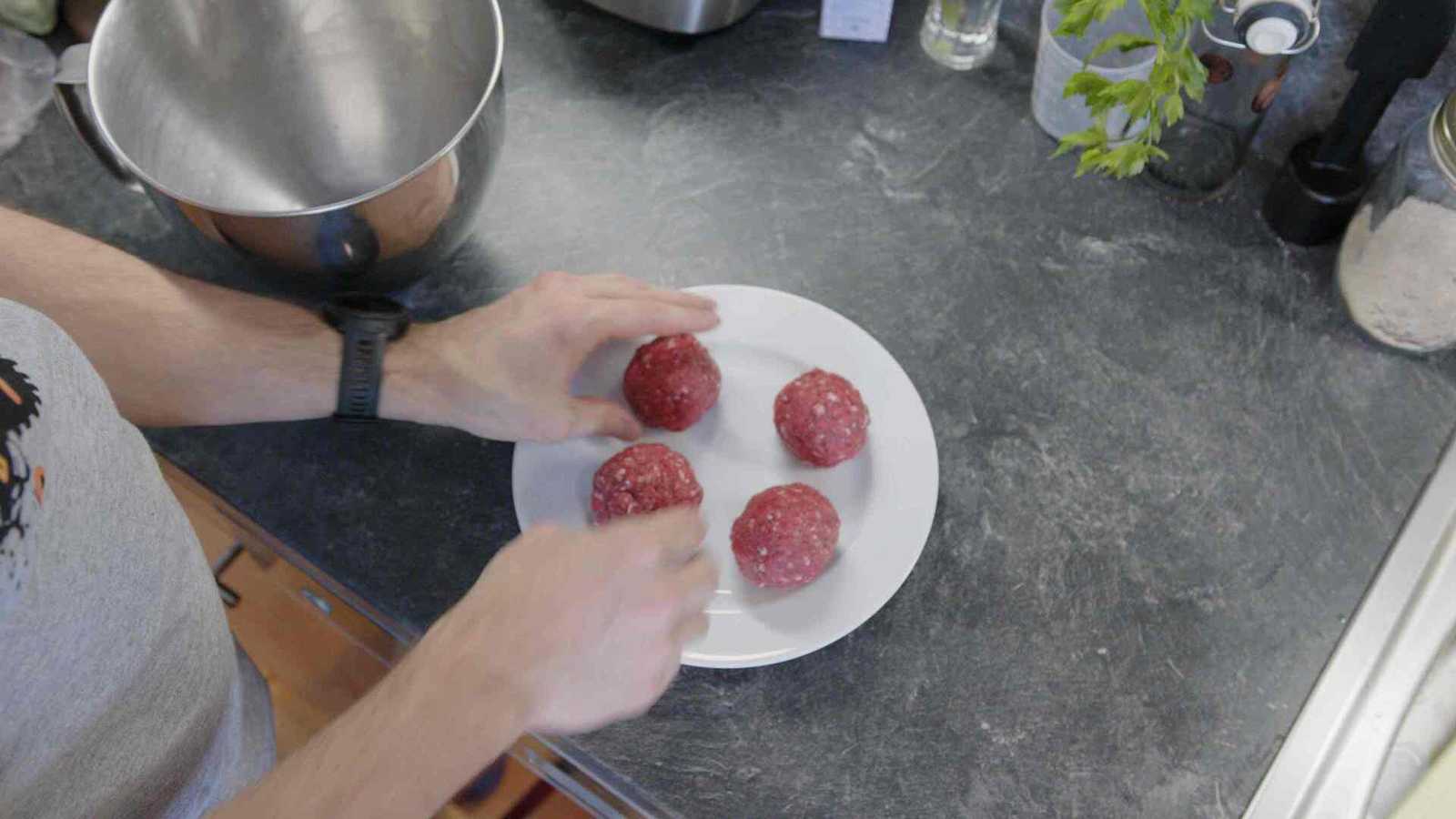 Four formed balls on a plate