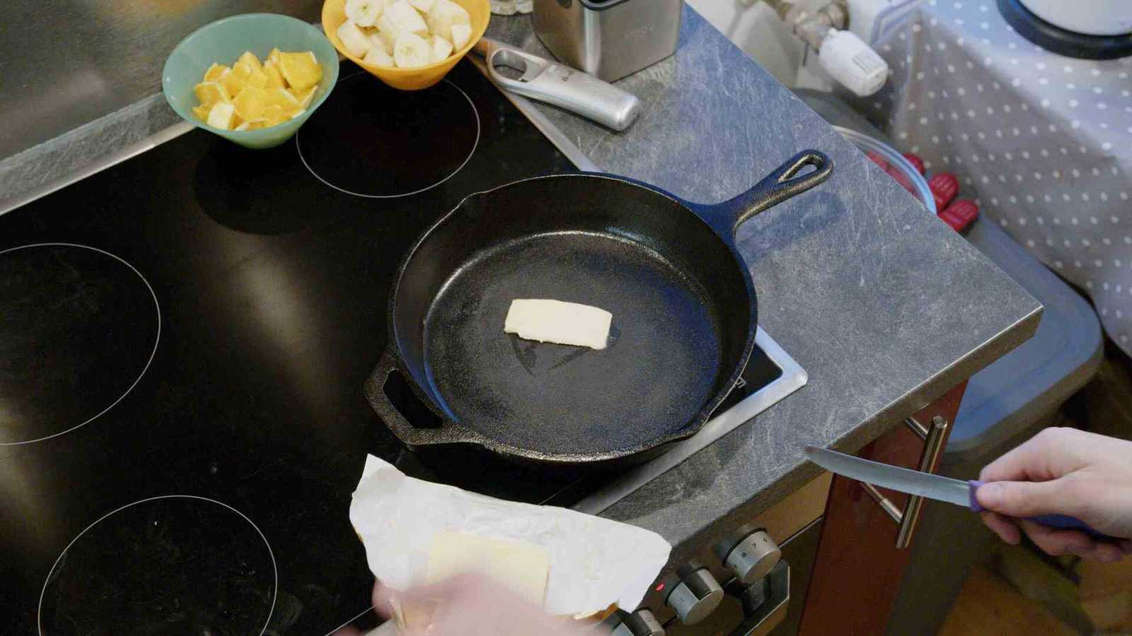 Butter in cast iron skillet